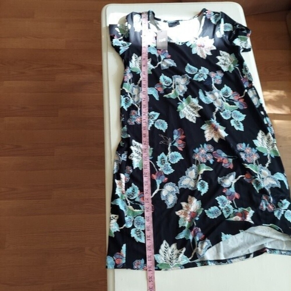 J. Jill Wearever Small Black Short Sleeve Stretchy Floral Shift Dress NEW Sz XS - Picture 8 of 8